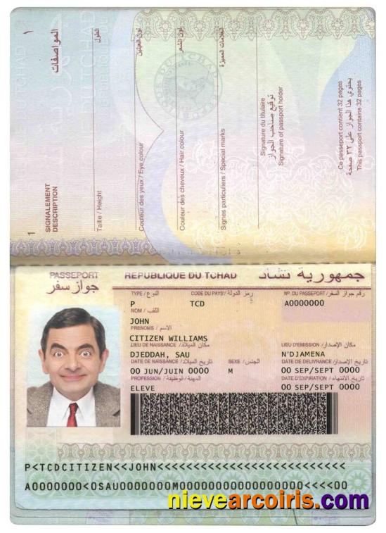 Chad République du Tchad passport